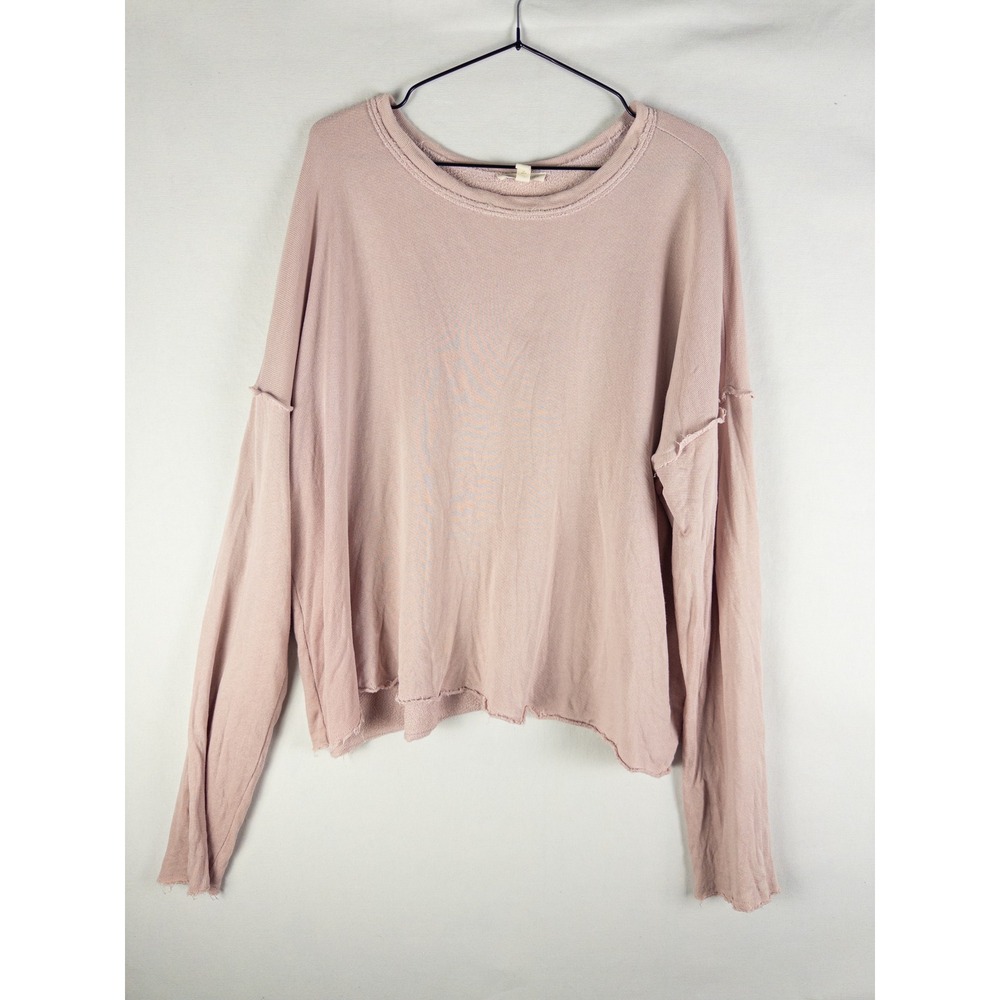 Eileen Fisher Organic Cotton Crewneck Long Sleeve Top Womens S Blush Pink Boho M